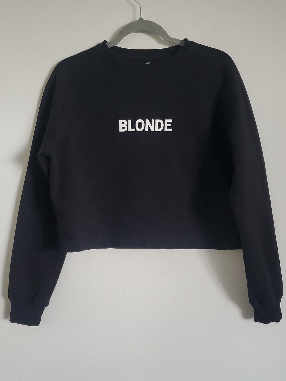 Brunette The Label Black Cropped 'BLONDE' Sweatshirt